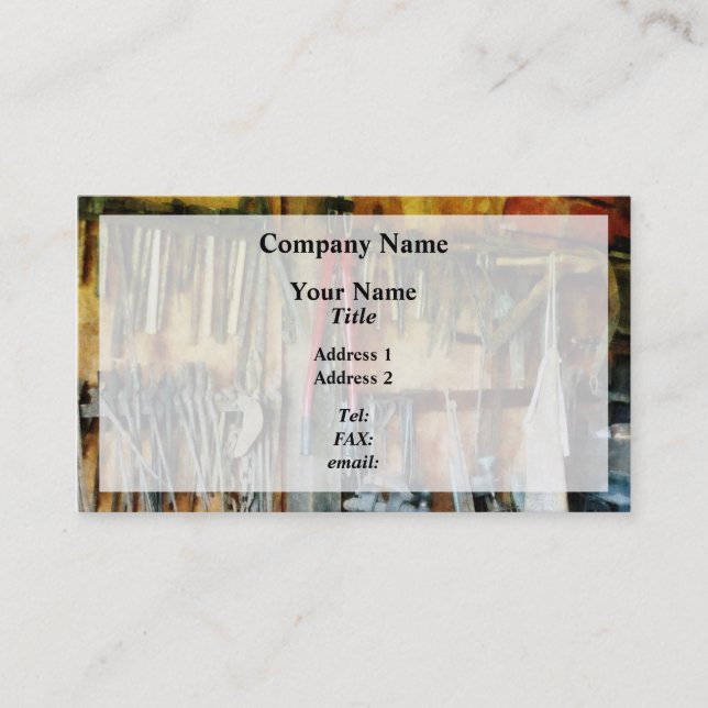 Wall of Tools and Shop Apron Business Card (Front)
