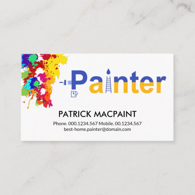 Wall Paint Splatter Creative Painter Signage Business Card (Front)