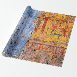 Wall painted graffiti devanagari wrapping paper
