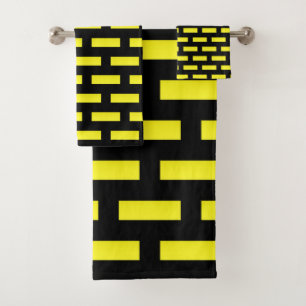 Wall Pattern Black and Yellow Bath Towel Set