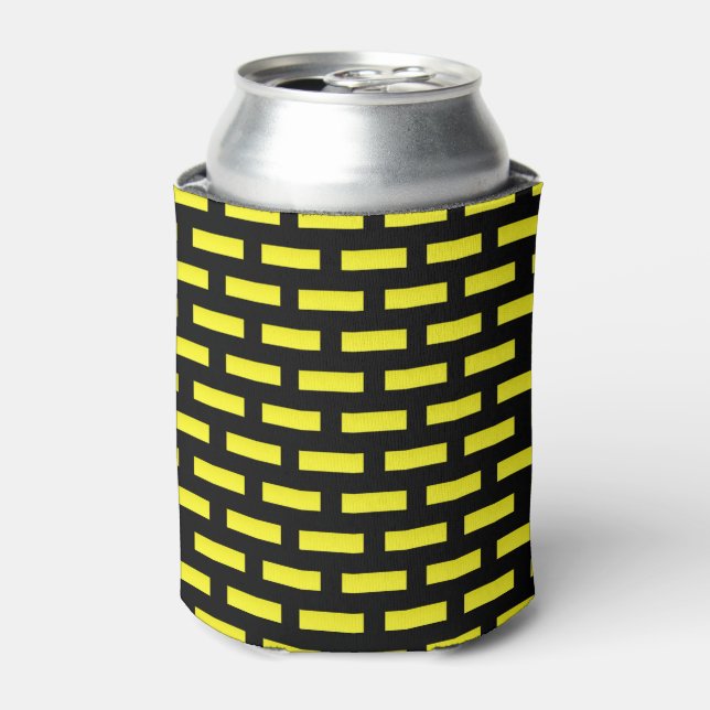 Wall Pattern Black and Yellow Can Cooler (Can Front)