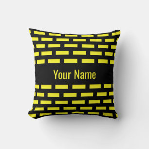 Wall Pattern Black and Yellow Graphic Name Cushion