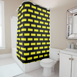 Wall Pattern Black and Yellow Shower Curtain