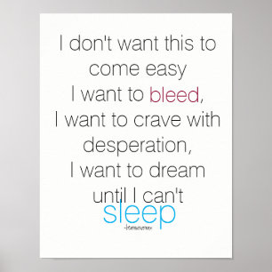 Wall Poster Inspirational Quotes I Want to Dream