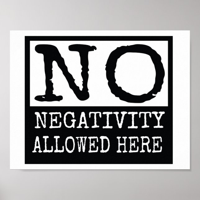wall poster No Negativity Allowed here (Front)