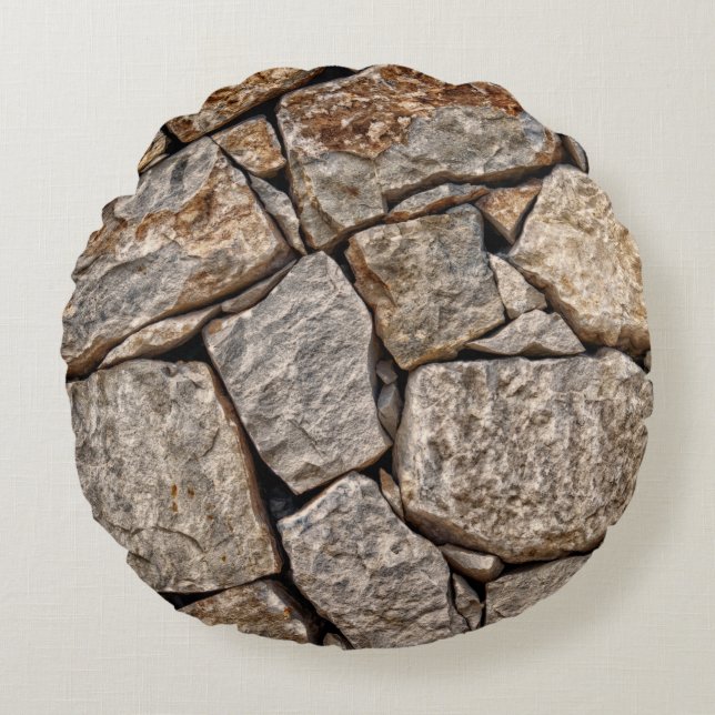 Wall stones masonry rocks round cushion (Front)