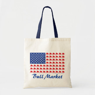 Wall Street Bull Market American Flag Tote Bag