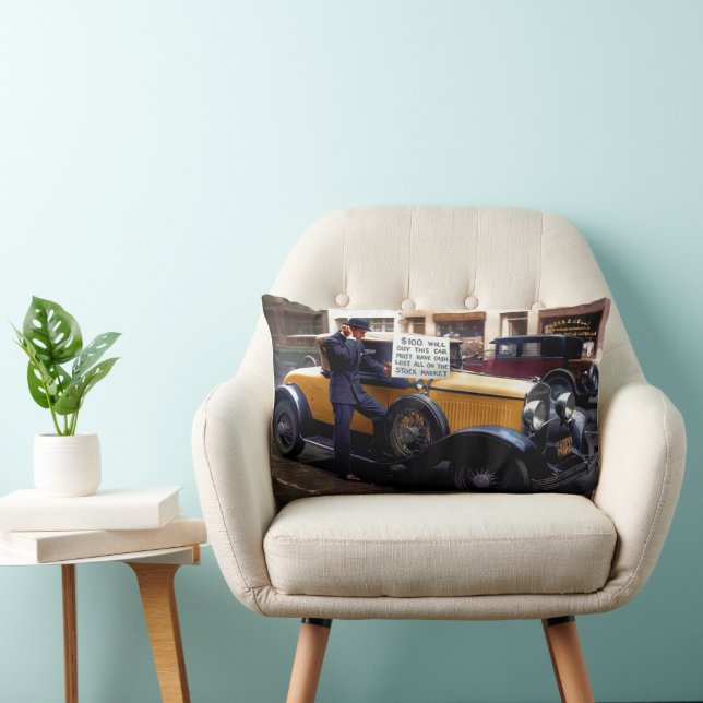 Wall Street Investor Selling Auto After Crash 1929 Lumbar Cushion (Chair)