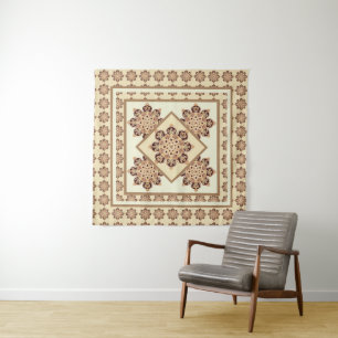 Wall Tapestry Medallions with light brown & cream