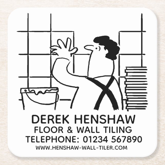 Wall Tiler or Wall Tiling Square Paper Coaster (Front)