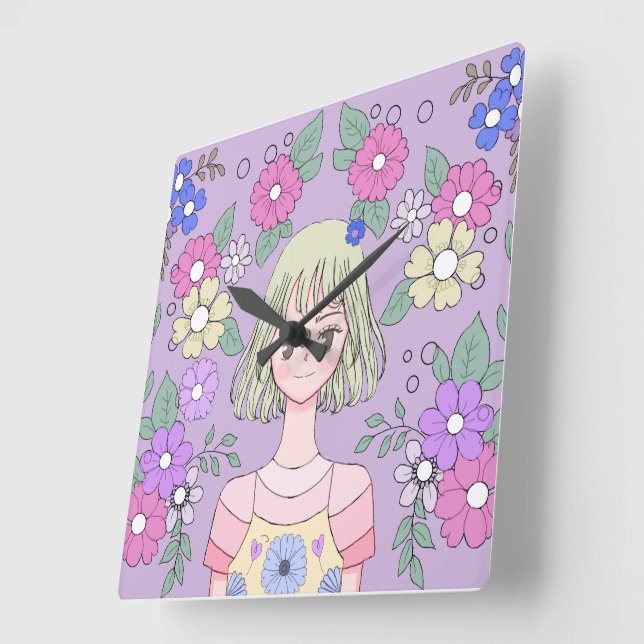 Wall Watch from yume no Hana’s collection  Square Wall Clock (Angle)