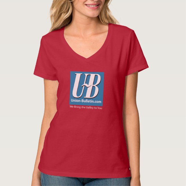 Walla Walla Union Bulletin UB Logo Women's V-Neck  T-Shirt (Front)