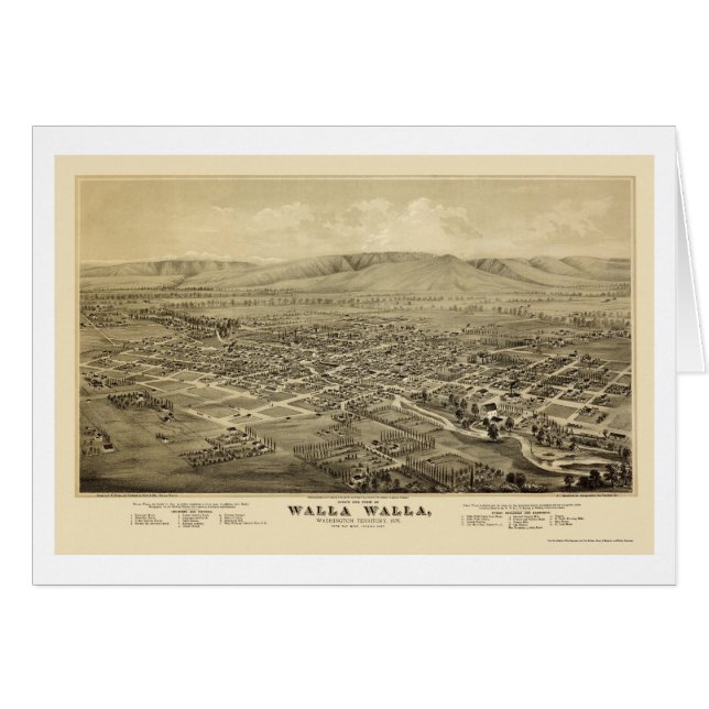 Walla Walla, WA Panoramic Map - 1876 (Front Horizontal)