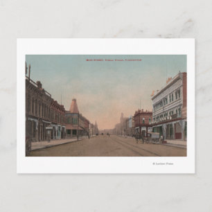 Walla Walla, WA - View of Main St. Postcard