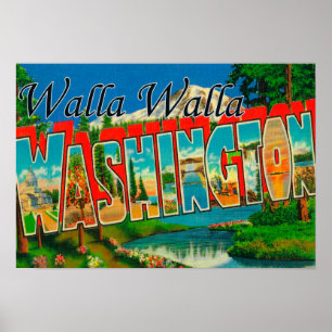 Walla Walla, Washington - Large Letter Scenes Poster