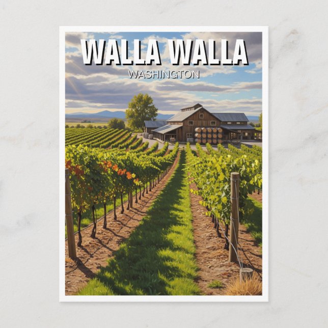 Walla Walla Washington Travel Postcard (Front)
