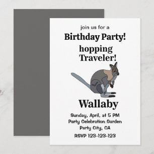 Wallaby Animal Wildlife Funny Birthday Party Invitation