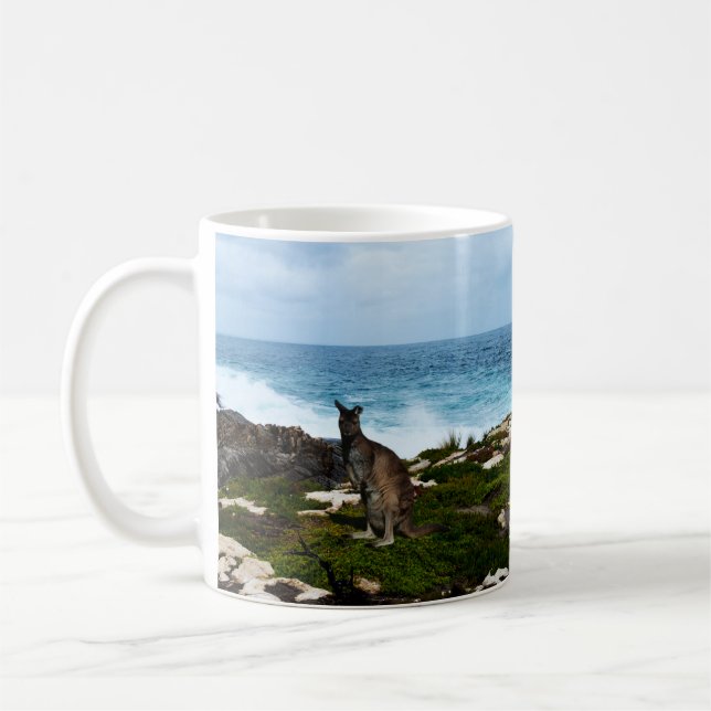 Wallaby On Seaside Rocks, Coffee Mug (Left)