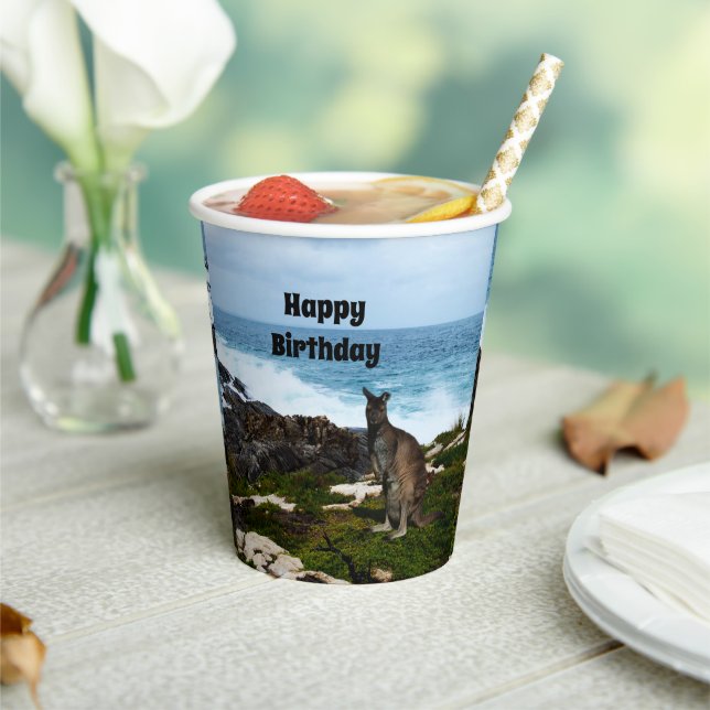 Wallaby On Seaside Rocks, Paper Cups (Insitu)