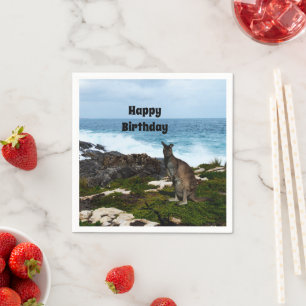 Wallaby On Seaside Rocks, Paper Napkins