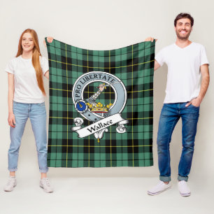 Wallace Ancient Clan Badge Tartan Plaid Fleece Blanket