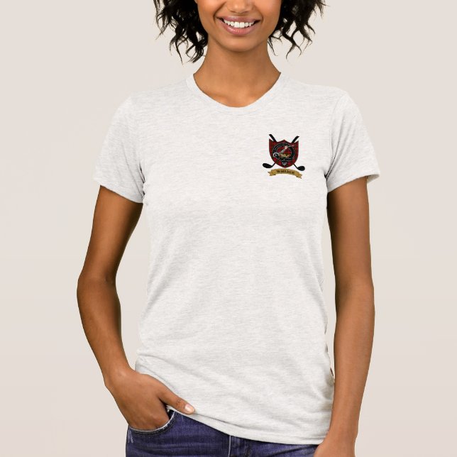 Wallace Clan Badge & Tartan Golf T-Shirt (Front)