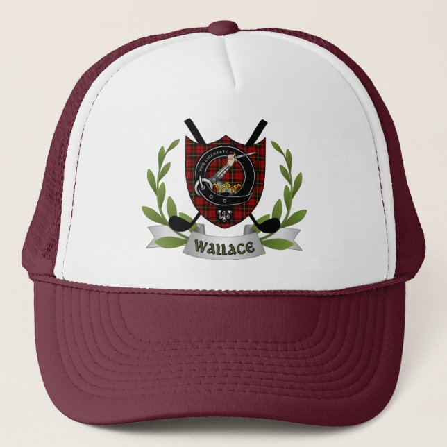 Wallace Clan Badge & Tartan Golf Trucker Hat (Front)