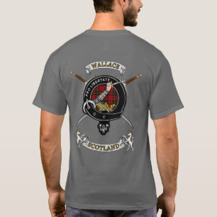 Wallace Clan Badge Tartan & Swords (back) T-Shirt