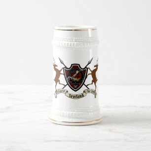 Wallace Clan Badge & Tartan w/Stags Beer Stein