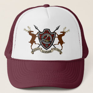 Wallace Clan Badge & Tartan w/Stags Trucker Hat