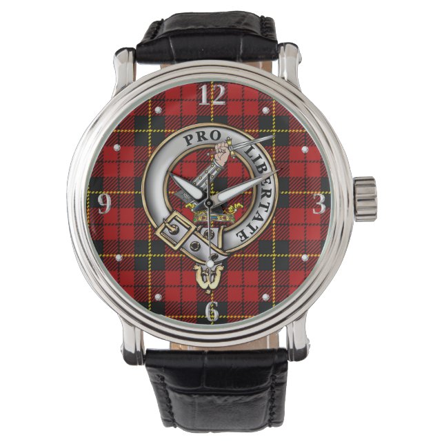 Wallace Clan Badge & Tartan  Watch (Front)