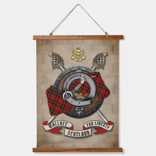 Wallace Clan Badge W/Crossed Swords Personalised Hanging Tapestry (Front)
