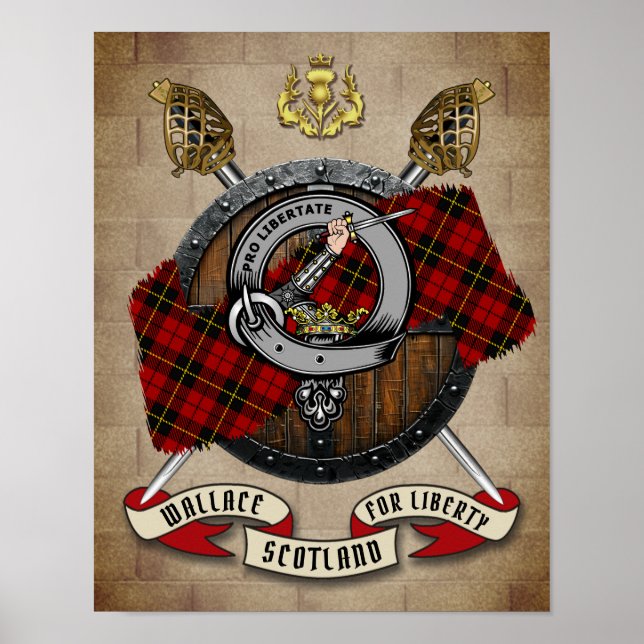 Wallace Clan Badge W/Crossed Swords   Poster (Front)