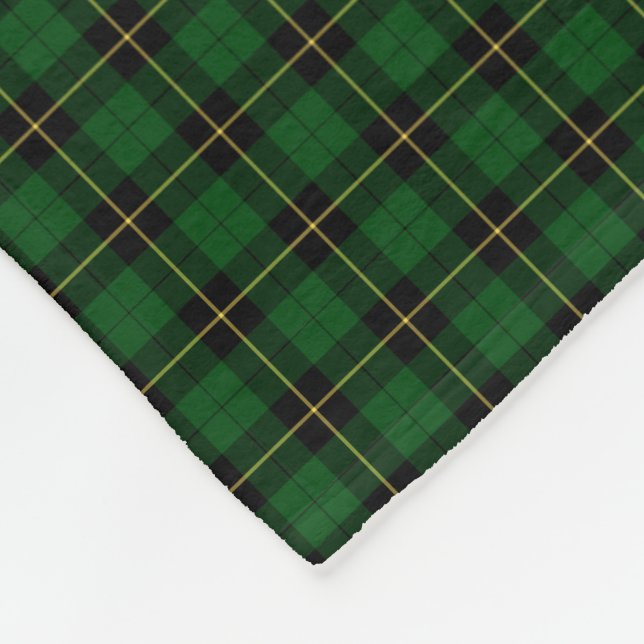 Wallace Clan Black and Green Hunting Tartan Fleece Blanket (Corner)
