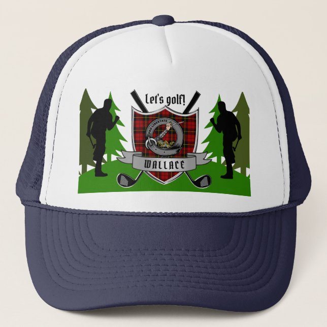 Wallace Personalised Clan Badge Golf Trucker Hat (Front)