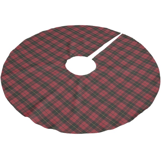 Wallace Red Hunting Scottish Tartan Brushed Polyester Tree Skirt (Angled)