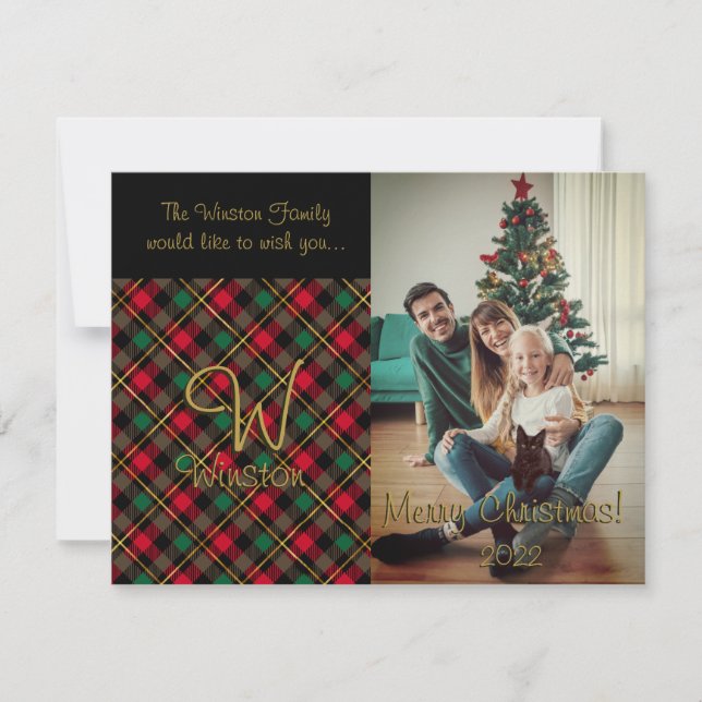 Wallace Red Plaid Christmas Card (Front)
