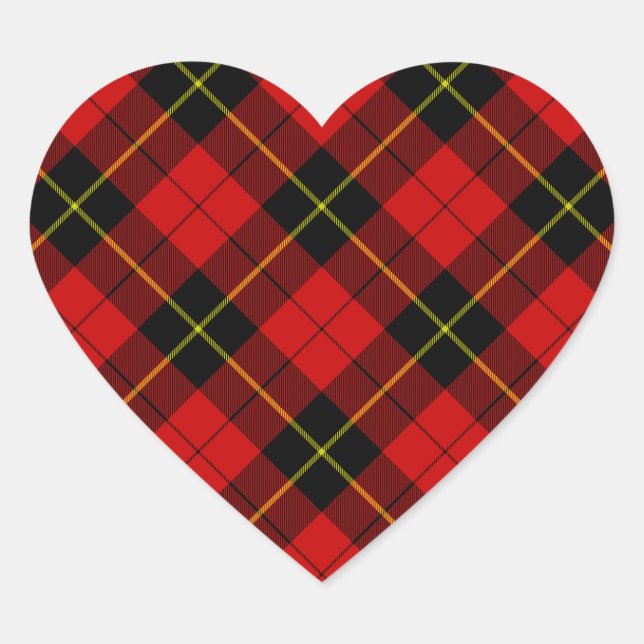 Wallace Red Tartan Heart Sticker (Front)