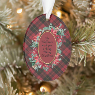Wallace Red Weathered  Scottish Tartan Christmas Ornament