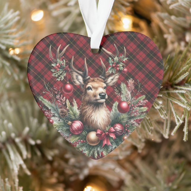Wallace Red Weathered  Scottish Tartan Christmas Ornament (Tree)