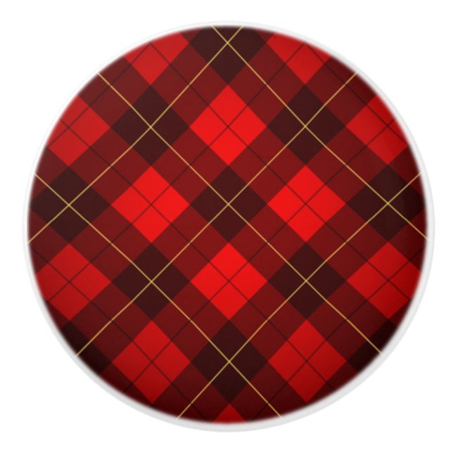 Wallace tartan background ceramic knob (Front)