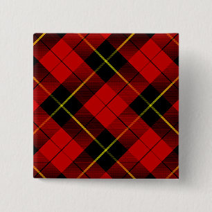 Wallace tartan red black plaid 15 cm square badge