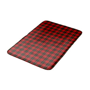 Wallace tartan red black plaid bath mat
