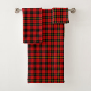 Wallace tartan red black plaid bath towel set