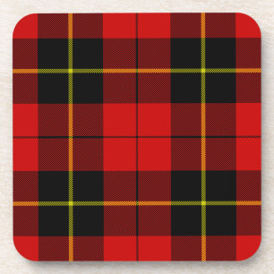 Wallace tartan red black plaid coaster