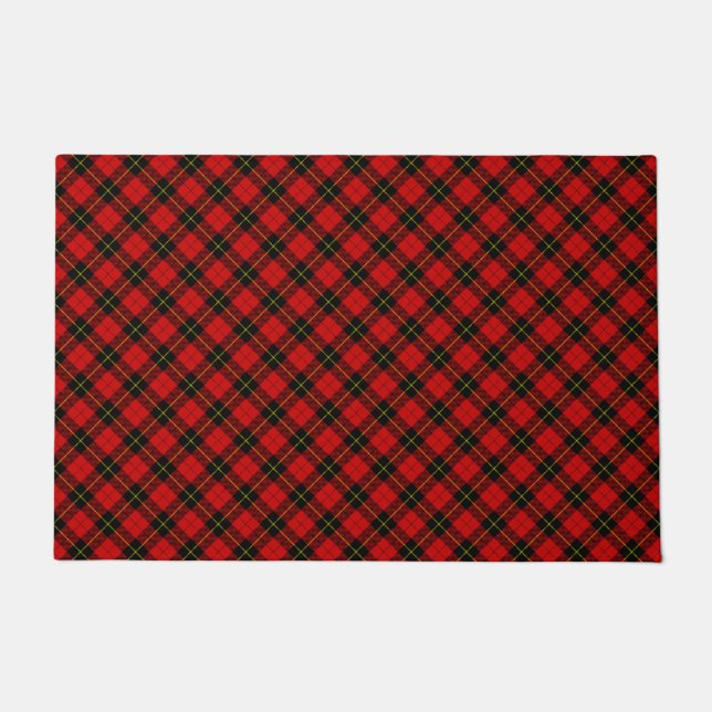 Wallace tartan red black plaid doormat (Front)