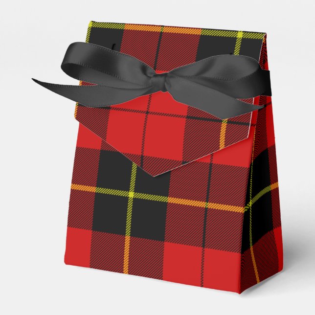 Wallace tartan red black plaid favour box (Front Side)