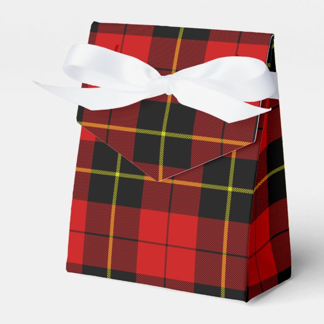Wallace tartan red black plaid favour box (Front Side)