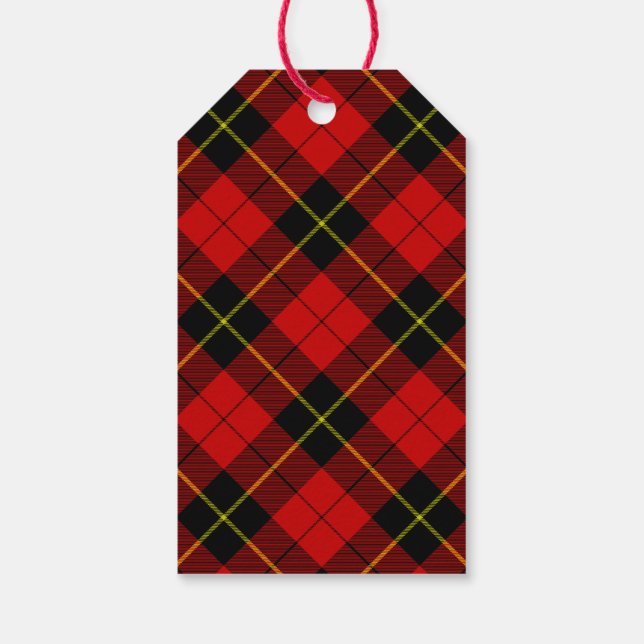 Wallace tartan red black plaid gift tags (Back)