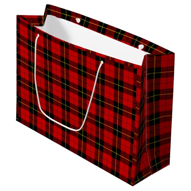 Wallace tartan red black plaid large gift bag (Front Angled)